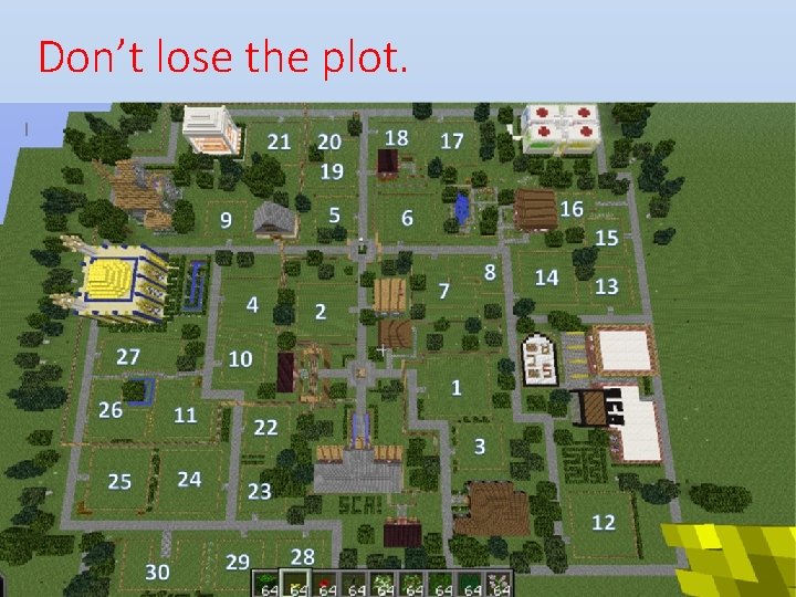 Don’t lose the plot. 