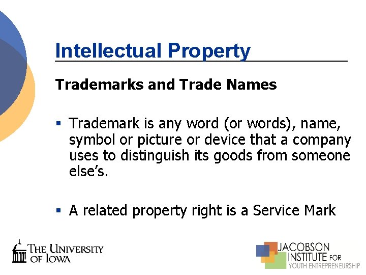 Intellectual Property Trademarks and Trade Names § Trademark is any word (or words), name, Intellectual Property Trademarks and Trade Names § Trademark is any word (or words), name,
