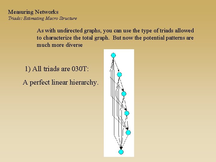 Measuring Networks Triads: Estimating Macro Structure As with undirected graphs, you can use the