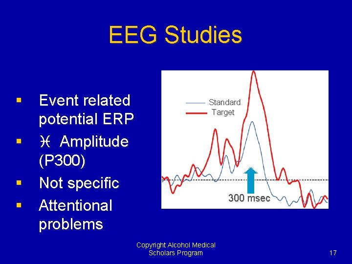 EEG Studies § Event related potential ERP § i Amplitude (P 300) § Not