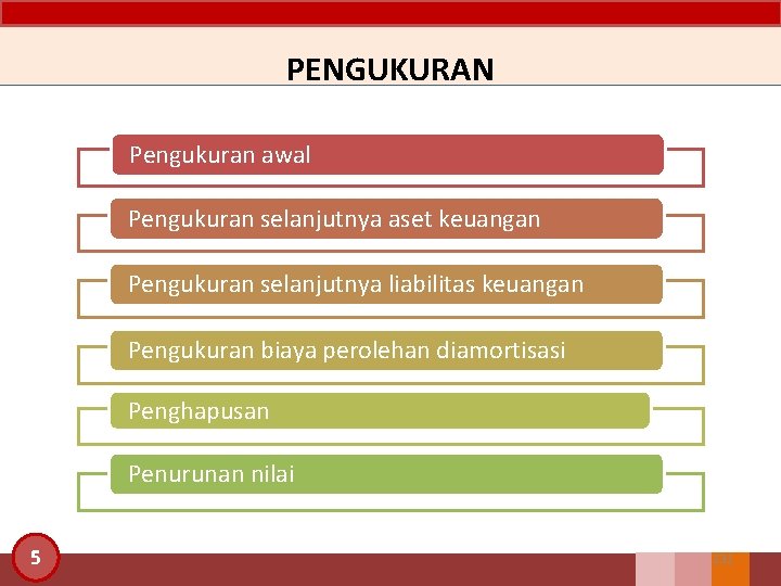 PENGUKURAN Pengukuran awal Pengukuran selanjutnya aset keuangan Pengukuran selanjutnya liabilitas keuangan Pengukuran biaya perolehan