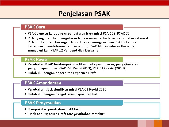 Penjelasan PSAK Baru • PSAK yang terkait dengan pengaturan baru misal PSAK 69, PSAK