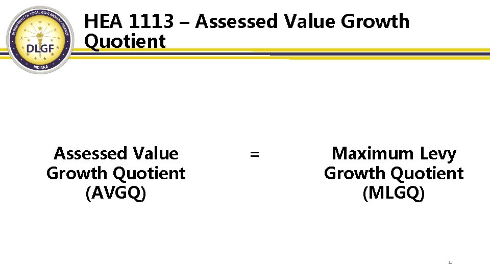 HEA 1113 – Assessed Value Growth Quotient (AVGQ) = Maximum Levy Growth Quotient (MLGQ)