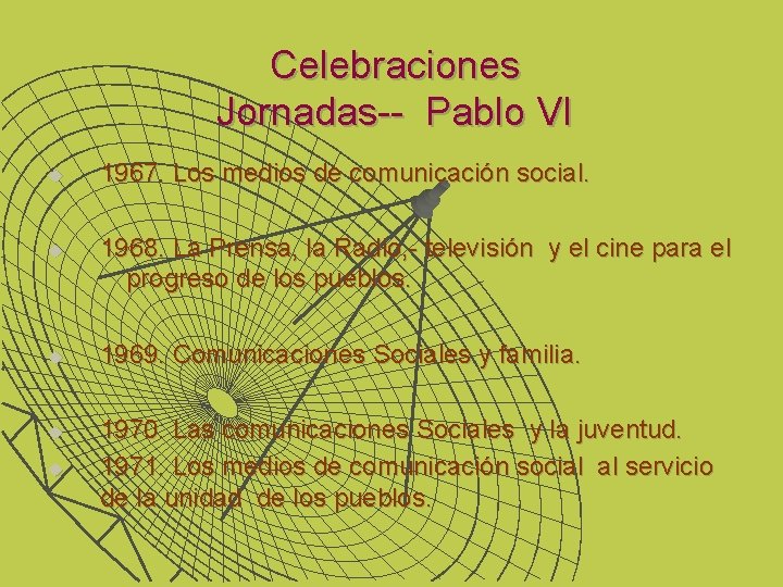 Celebraciones Jornadas-- Pablo VI u u u 1967. Los medios de comunicación social. 1968.