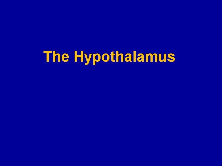 The Hypothalamus 
