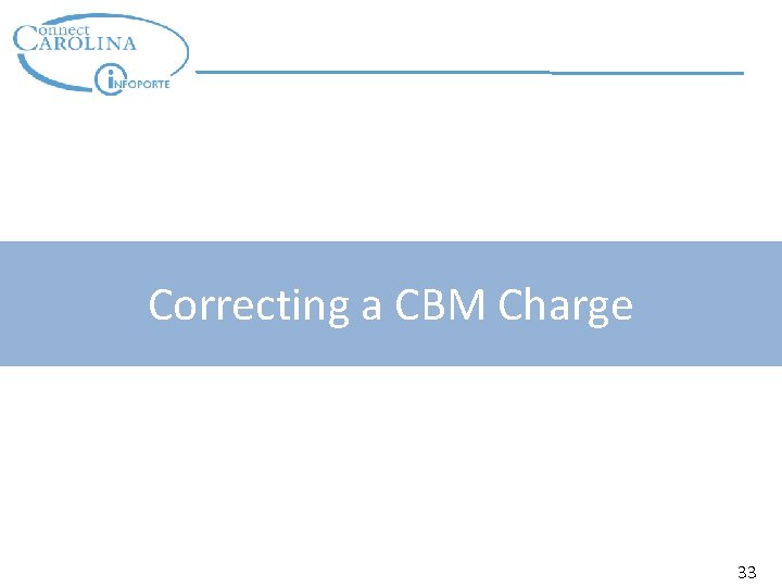 Correcting a CBM Charge 33 