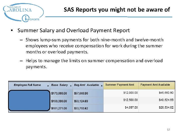 SAS Reports you might not be aware of • Summer Salary and Overload Payment