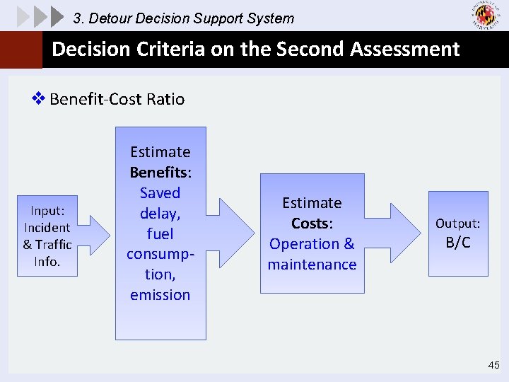 3. Detour Decision Support System Decision Criteria on the Second Assessment v Benefit-Cost Ratio