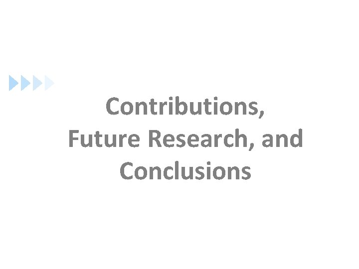 Contributions, Future Research, and Conclusions 