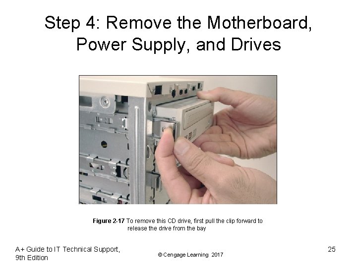 Step 4: Remove the Motherboard, Power Supply, and Drives Figure 2 -17 To remove Step 4: Remove the Motherboard, Power Supply, and Drives Figure 2 -17 To remove