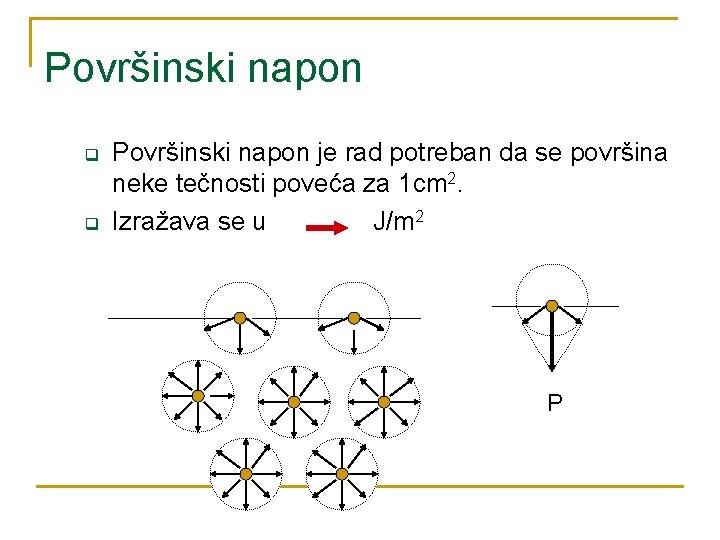 Površinski napon q q Površinski napon je rad potreban da se površina neke tečnosti