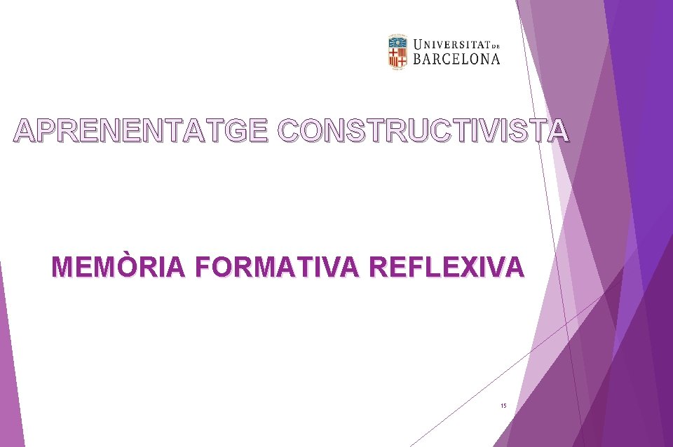 APRENENTATGE CONSTRUCTIVISTA MEMÒRIA FORMATIVA REFLEXIVA 15 