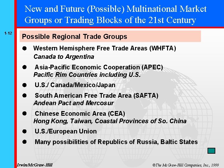 New and Future (Possible) Multinational Market Groups or Trading Blocks of the 21 st