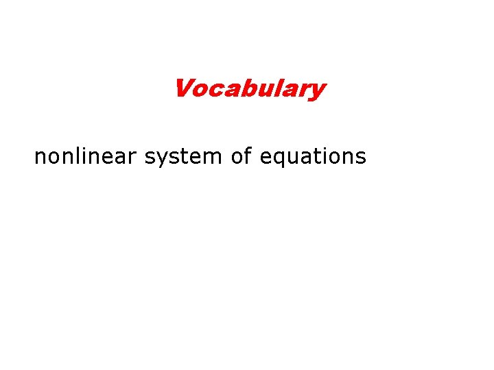 Vocabulary nonlinear system of equations 