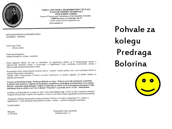 Pohvale za kolegu Predraga Bolorina 