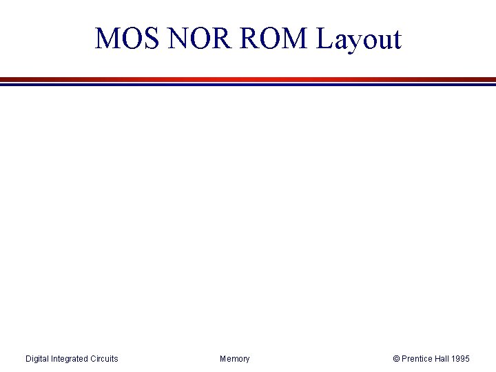 MOS NOR ROM Layout Digital Integrated Circuits Memory © Prentice Hall 1995 