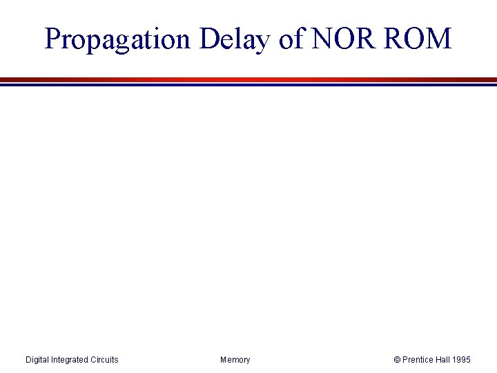 Propagation Delay of NOR ROM Digital Integrated Circuits Memory © Prentice Hall 1995 Propagation Delay of NOR ROM Digital Integrated Circuits Memory © Prentice Hall 1995