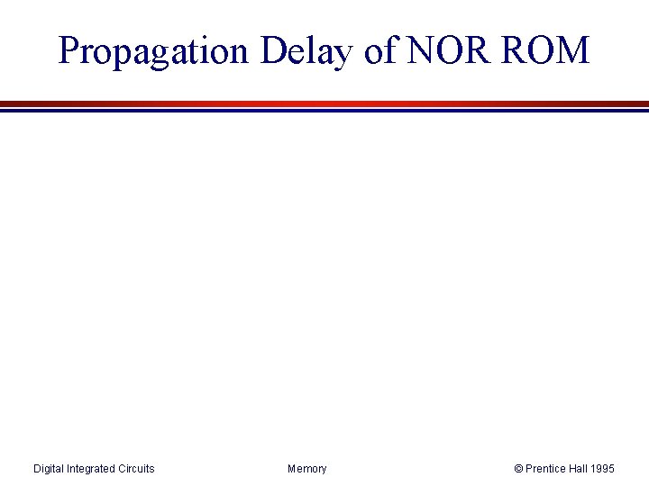 Propagation Delay of NOR ROM Digital Integrated Circuits Memory © Prentice Hall 1995 