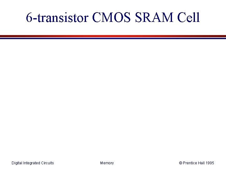 6 -transistor CMOS SRAM Cell Digital Integrated Circuits Memory © Prentice Hall 1995 