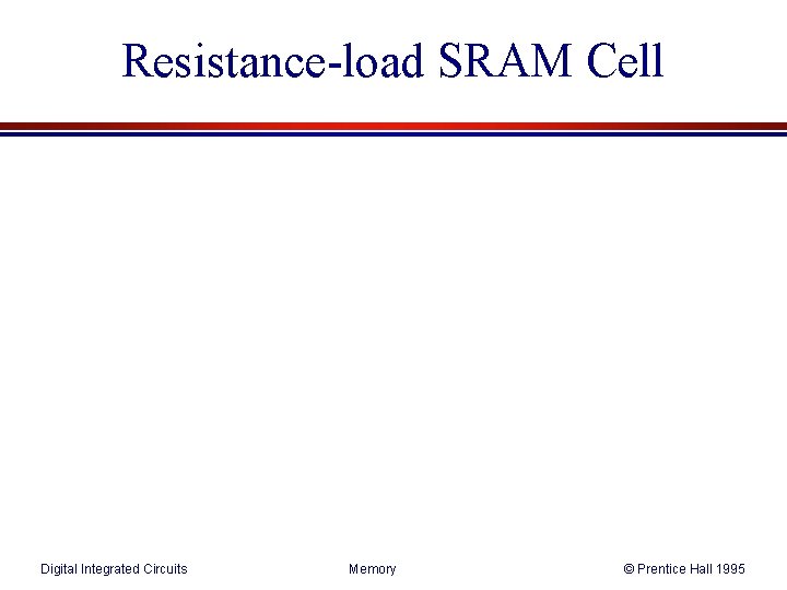 Resistance-load SRAM Cell Digital Integrated Circuits Memory © Prentice Hall 1995 