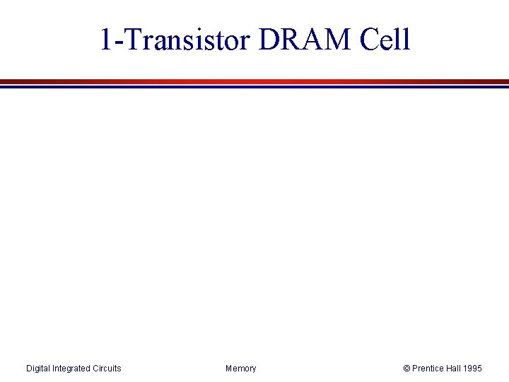 1 -Transistor DRAM Cell Digital Integrated Circuits Memory © Prentice Hall 1995 1 -Transistor DRAM Cell Digital Integrated Circuits Memory © Prentice Hall 1995
