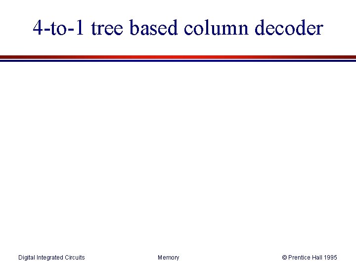 4 -to-1 tree based column decoder Digital Integrated Circuits Memory © Prentice Hall 1995