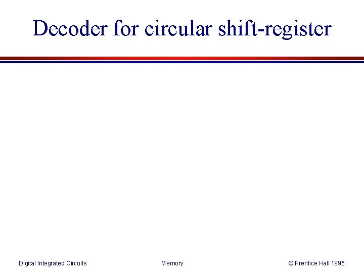 Decoder for circular shift-register Digital Integrated Circuits Memory © Prentice Hall 1995 