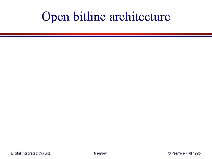 Open bitline architecture Digital Integrated Circuits Memory © Prentice Hall 1995 