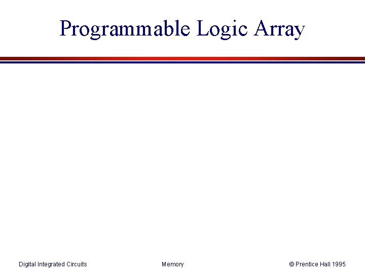 Programmable Logic Array Digital Integrated Circuits Memory © Prentice Hall 1995 