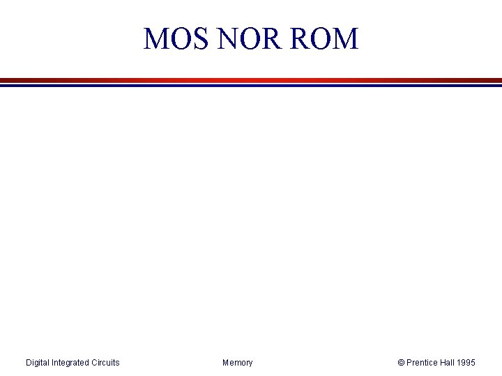 MOS NOR ROM Digital Integrated Circuits Memory © Prentice Hall 1995 