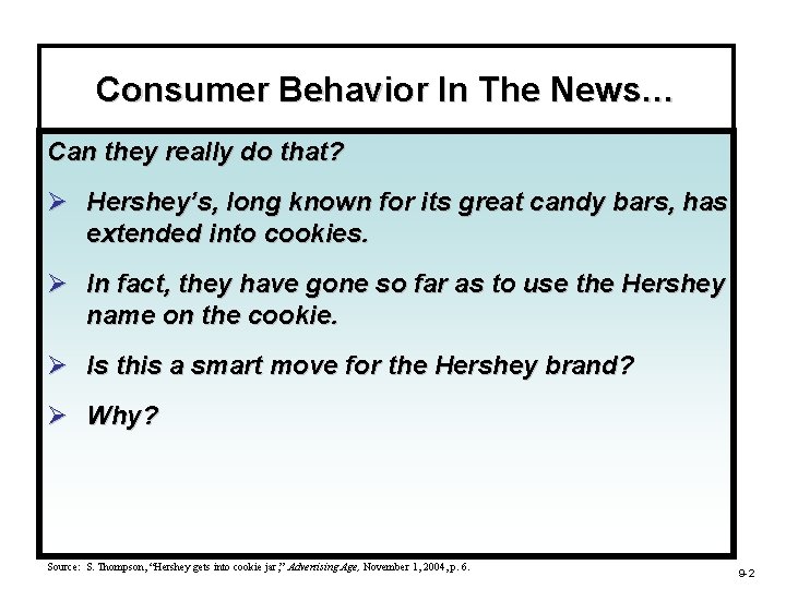 Consumer Behavior In The News… Can they really do that? Ø Hershey’s, long known