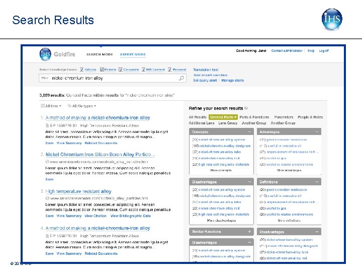 Search Results © 2012 IHS Search Results © 2012 IHS