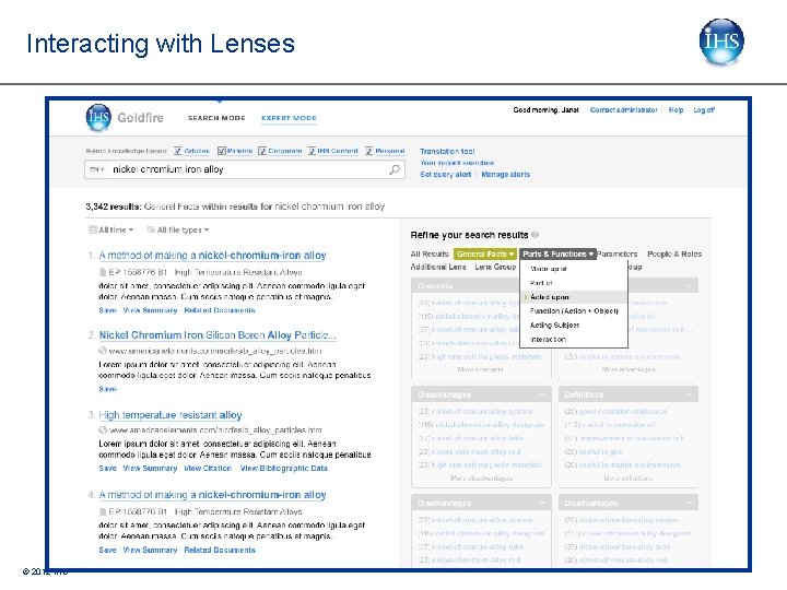 Interacting with Lenses © 2012 IHS Interacting with Lenses © 2012 IHS