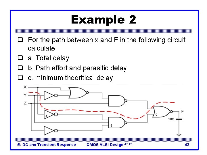 Example 2 q For the path between x and F in the following circuit