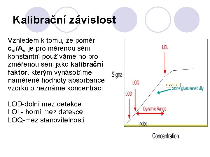 Kalibrační závislost Vzhledem k tomu, že poměr cst/Ast je pro měřenou sérii konstantní používáme