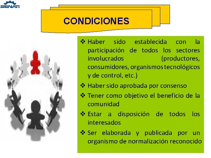 CONDICIONES v Haber sido establecida con la participación de todos los sectores involucrados (productores,