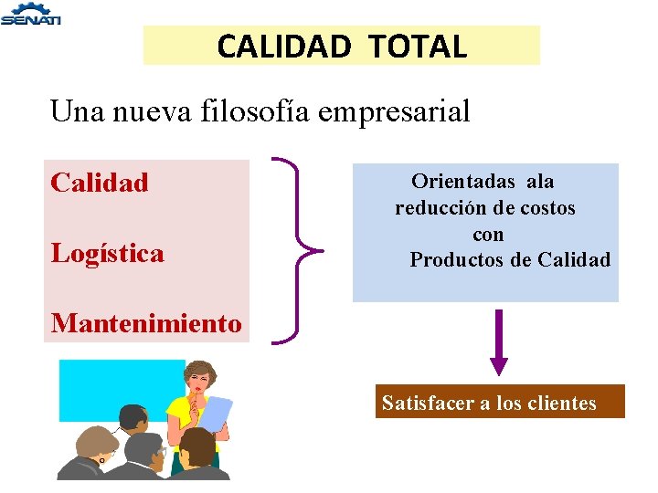 CALIDAD TOTAL Una nueva filosofía empresarial Calidad Logística Orientadas ala reducción de costos con