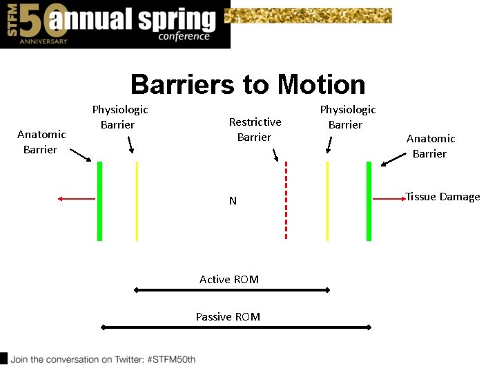 Barriers to Motion Anatomic Barrier Physiologic Barrier Restrictive Barrier N Active ROM Passive ROM Barriers to Motion Anatomic Barrier Physiologic Barrier Restrictive Barrier N Active ROM Passive ROM