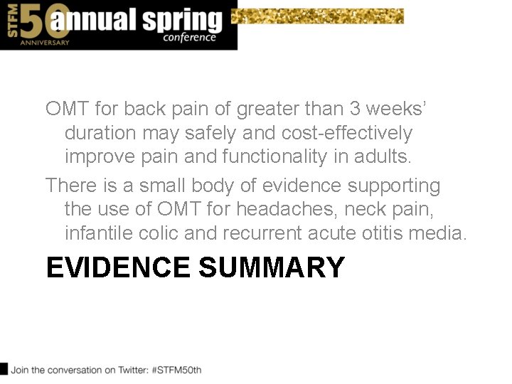 OMT for back pain of greater than 3 weeks’ duration may safely and cost-effectively OMT for back pain of greater than 3 weeks’ duration may safely and cost-effectively
