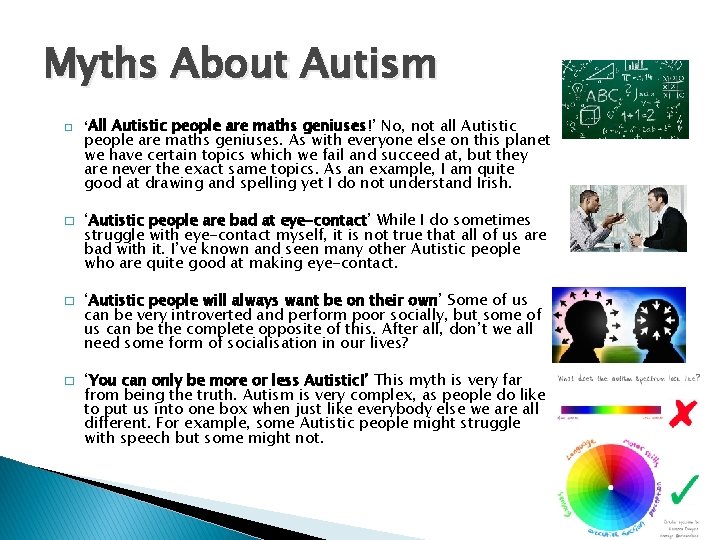 Myths About Autism � � ‘All Autistic people are maths geniuses!’ No, not all