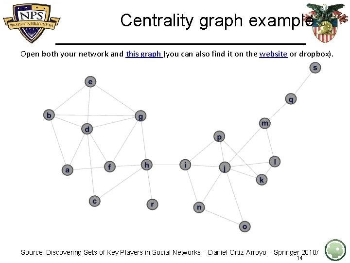 Centrality graph example Open both your network and this graph (you can also find