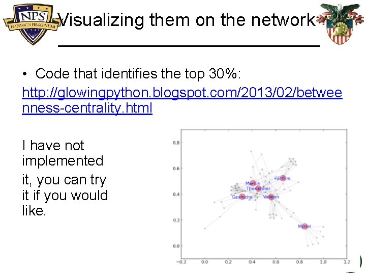 Visualizing them on the network • Code that identifies the top 30%: http: //glowingpython.