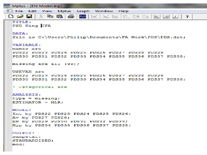 Mplus Syntax for CFA Mplus Syntax for CFA