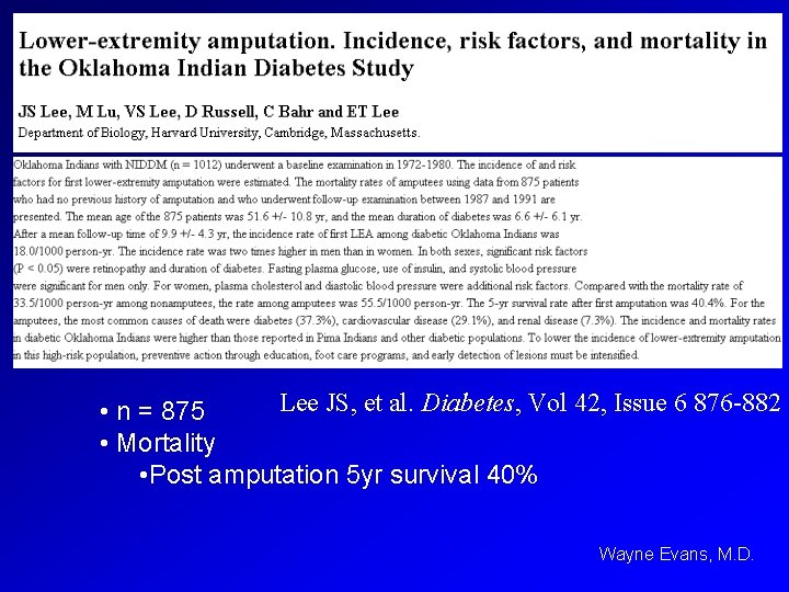 Lee JS, et al. Diabetes, Vol 42, Issue 6 876 -882 • n =