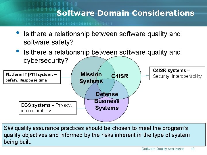 Software Domain Considerations • • Is there a relationship between software quality and software Software Domain Considerations • • Is there a relationship between software quality and software