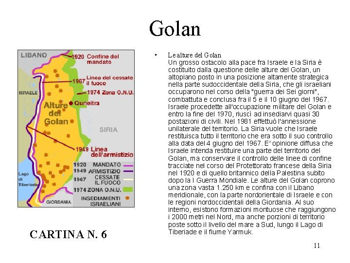 Golan • CARTINA N. 6 Le alture del Golan Un grosso ostacolo alla pace