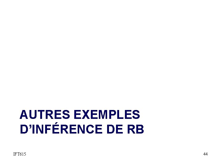 AUTRES EXEMPLES D’INFÉRENCE DE RB IFT 615 44 