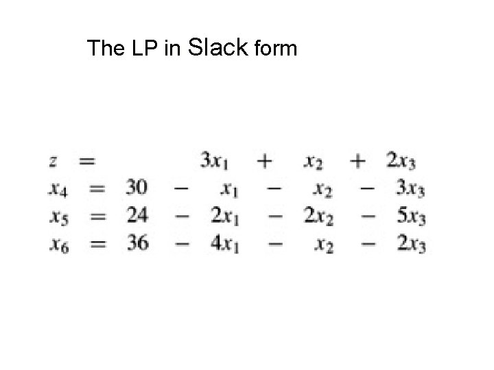 The LP in Slack form 