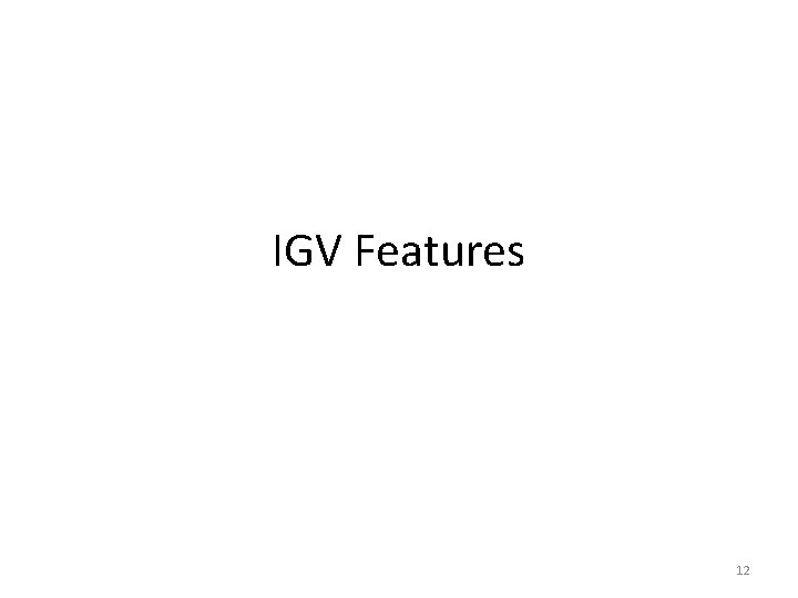IGV Features 12 IGV Features 12