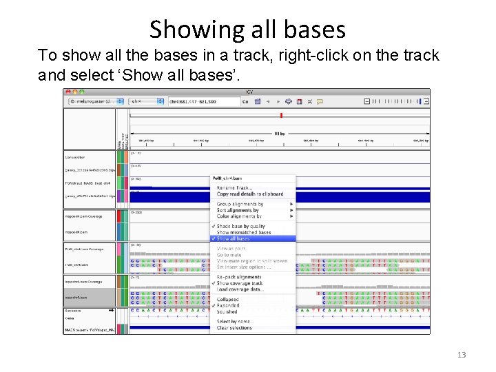 Showing all bases To show all the bases in a track, right-click on the Showing all bases To show all the bases in a track, right-click on the